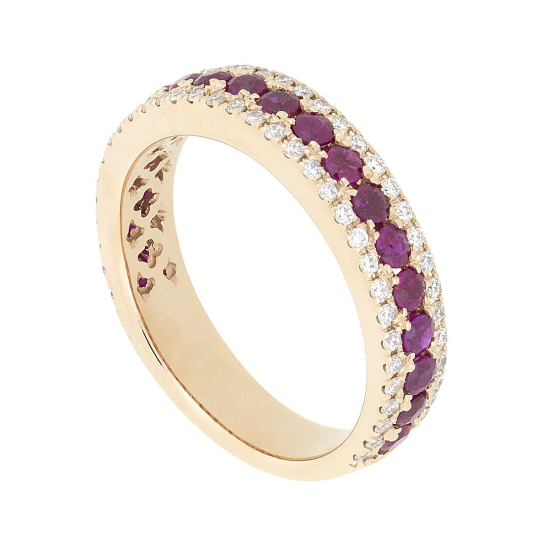 Golay halbrunder Schienenring mit Diamanten und Rubinen AFMG002WDIRUR-16112110006