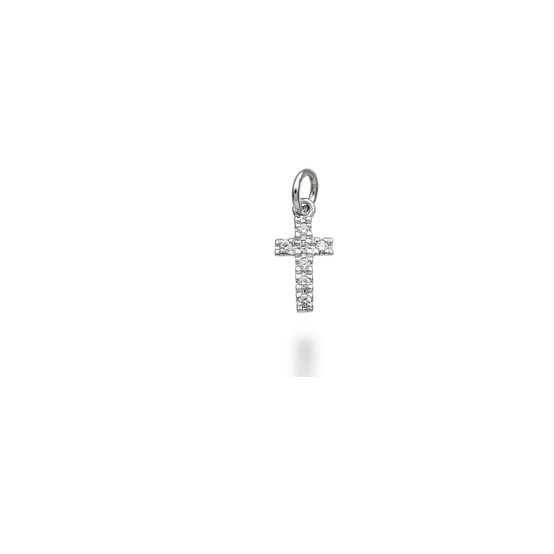 Pendentif croix en or blanc 18 carats World Diamond Group diam. ct.0,04 GCROCE03PENO4