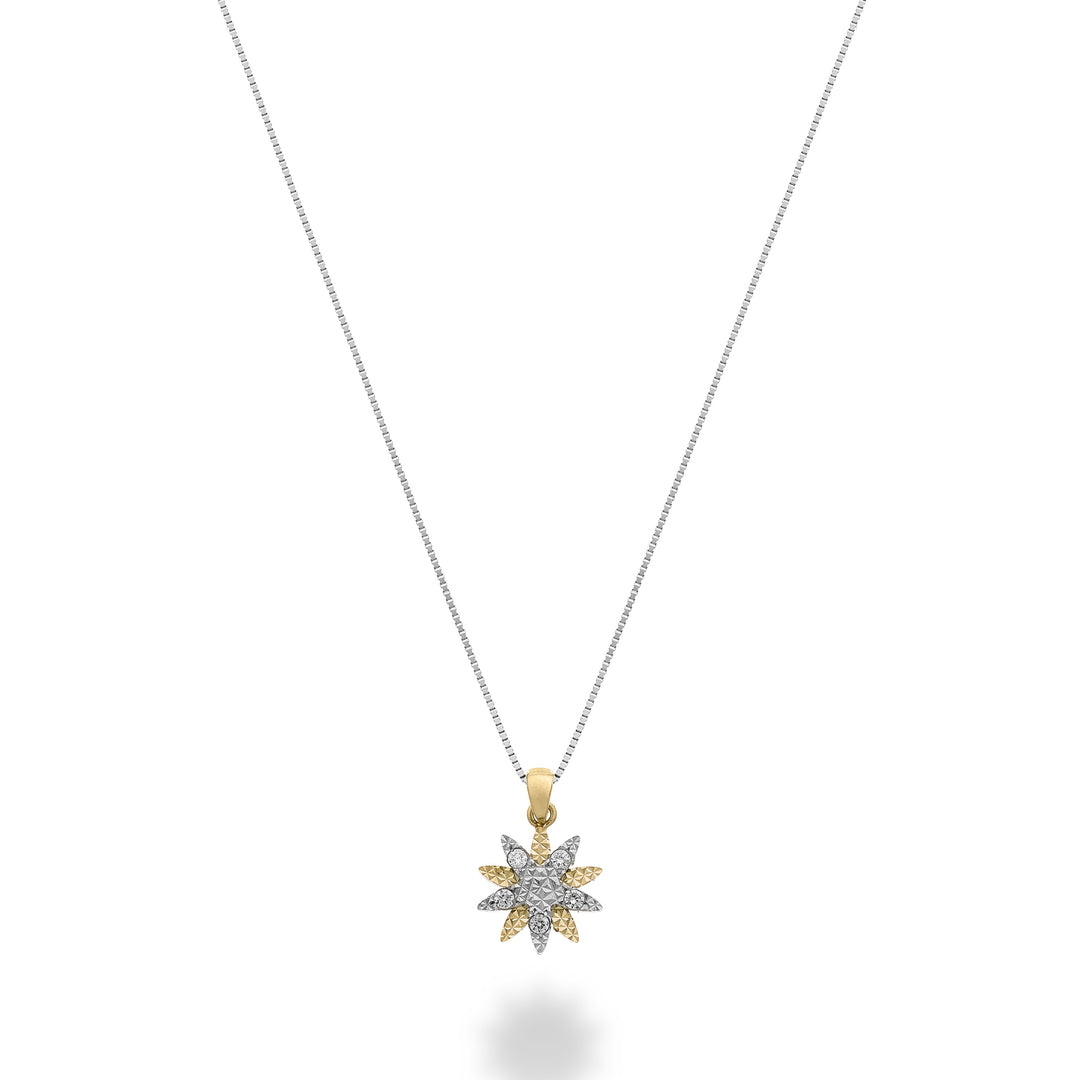 Mikiko cl 9k fantasia a fiore con diamantini, elementi in oro giallo e oro bianco MD5200R7BR003