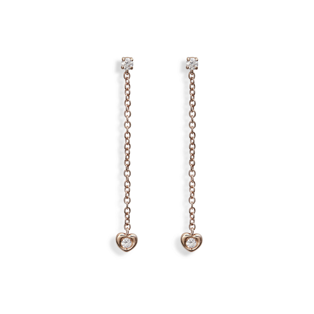 World Diamond Group eller 18k 0,13 ct lille hjerteringkæde 3,3 cm rosé GO5074O3BR013