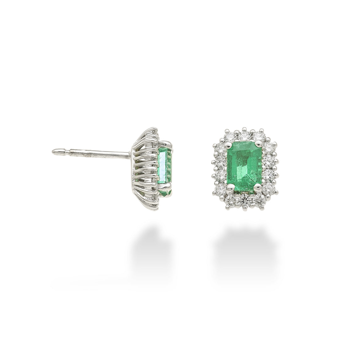 Golay 6x4 ottekantede smaragd øreringe og 14 diamanter OCL058DISM1-26118110072