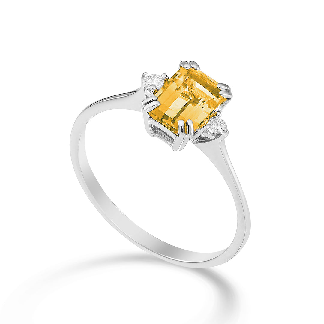 Nihama en 18k oktagonal citrin 7x5 ct.0,85 diam. ct.0,05 NACL090DICITR2O4