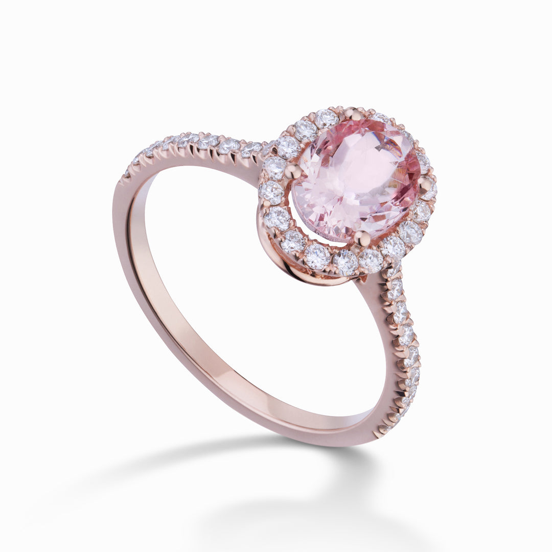 World Diamond Group ovaler Morganitring 9x7 und Diamanten ACLC070DIMO5-23076110057