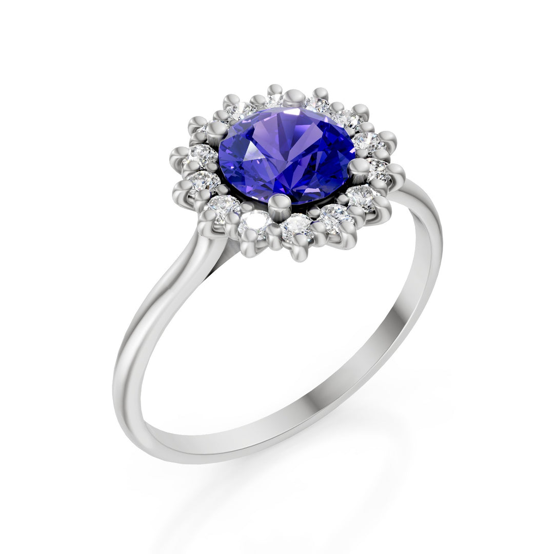 Golay tanzaniet ring 6x6 rond en inh. diamanten ACL118DITZ-25065110072