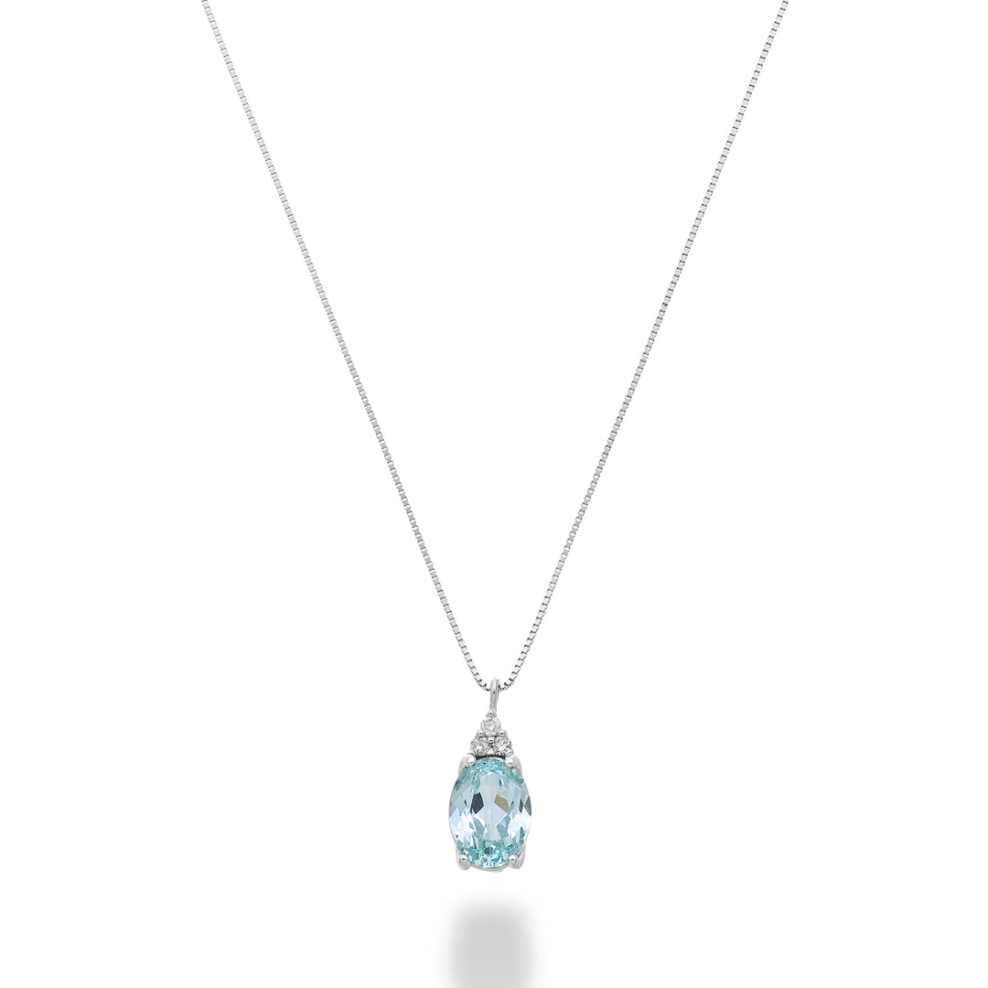 Nihama cl 18k oválný paraiba turmalín 7x5 se třemi diamanty ND5189O4PAR