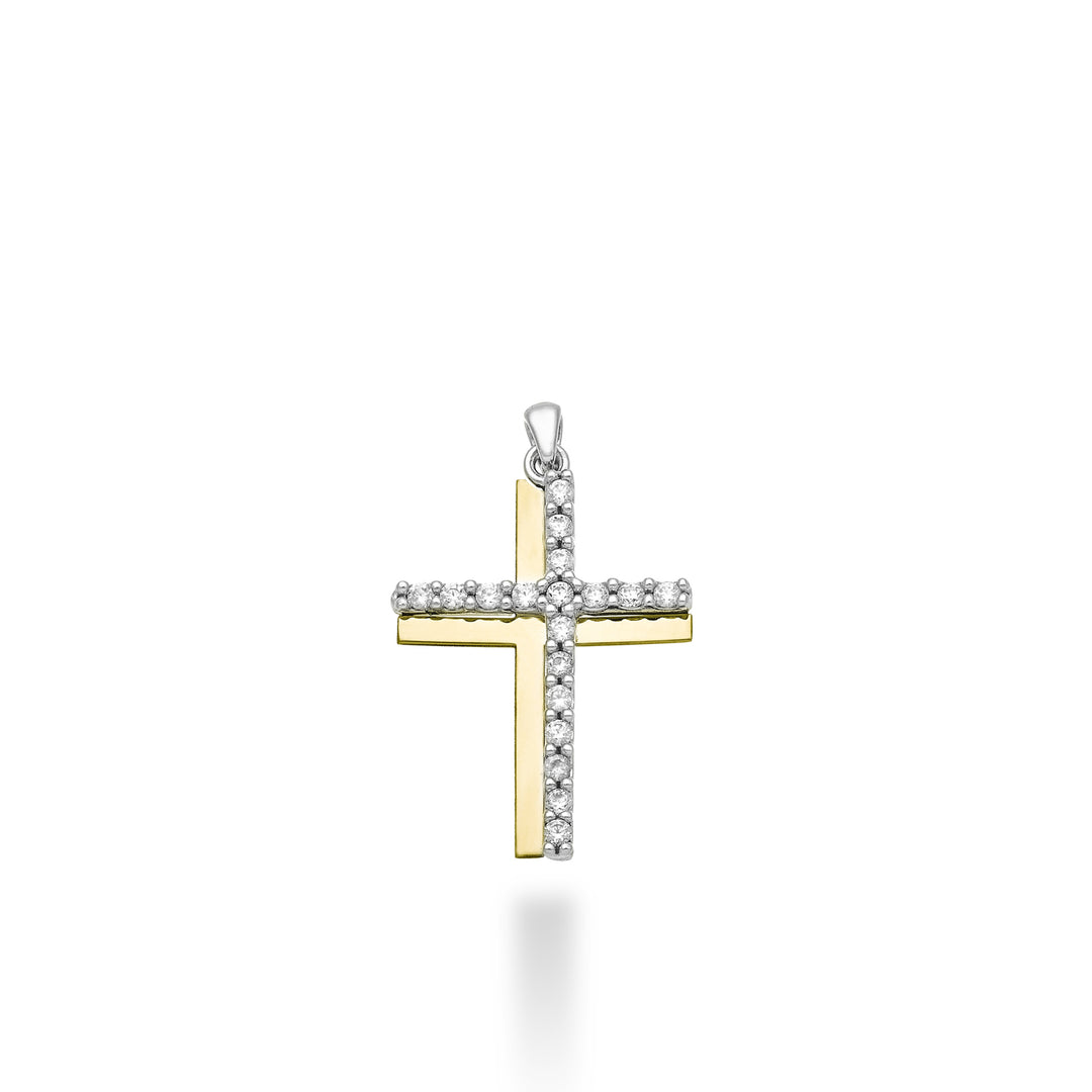 미키코 pe 18k 0.17ct 화이트/옐로우 골드 크로스 1.8cm MP5015O7BR017