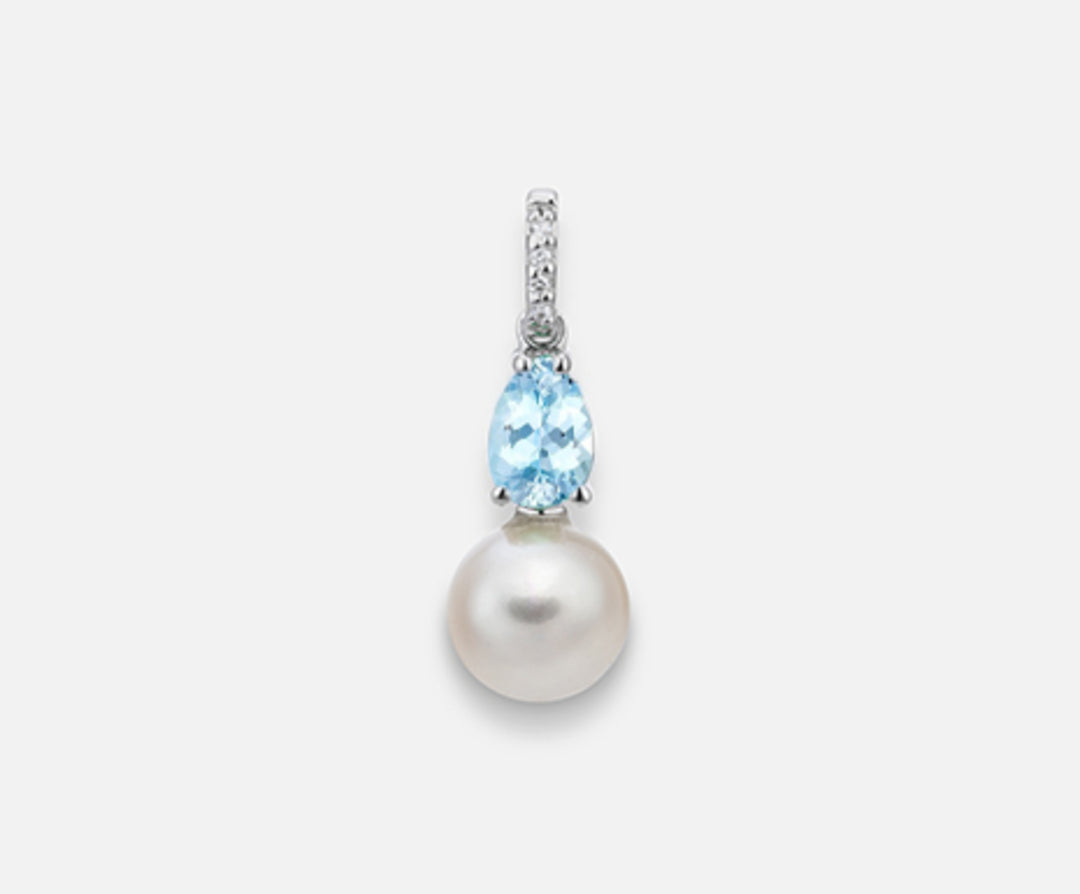 Mikiko pe 18k fw 7,5/8 acquamarina goccia 6x4 ct.0,30 dia ct.0,015 MP0393O4FABI075-AM