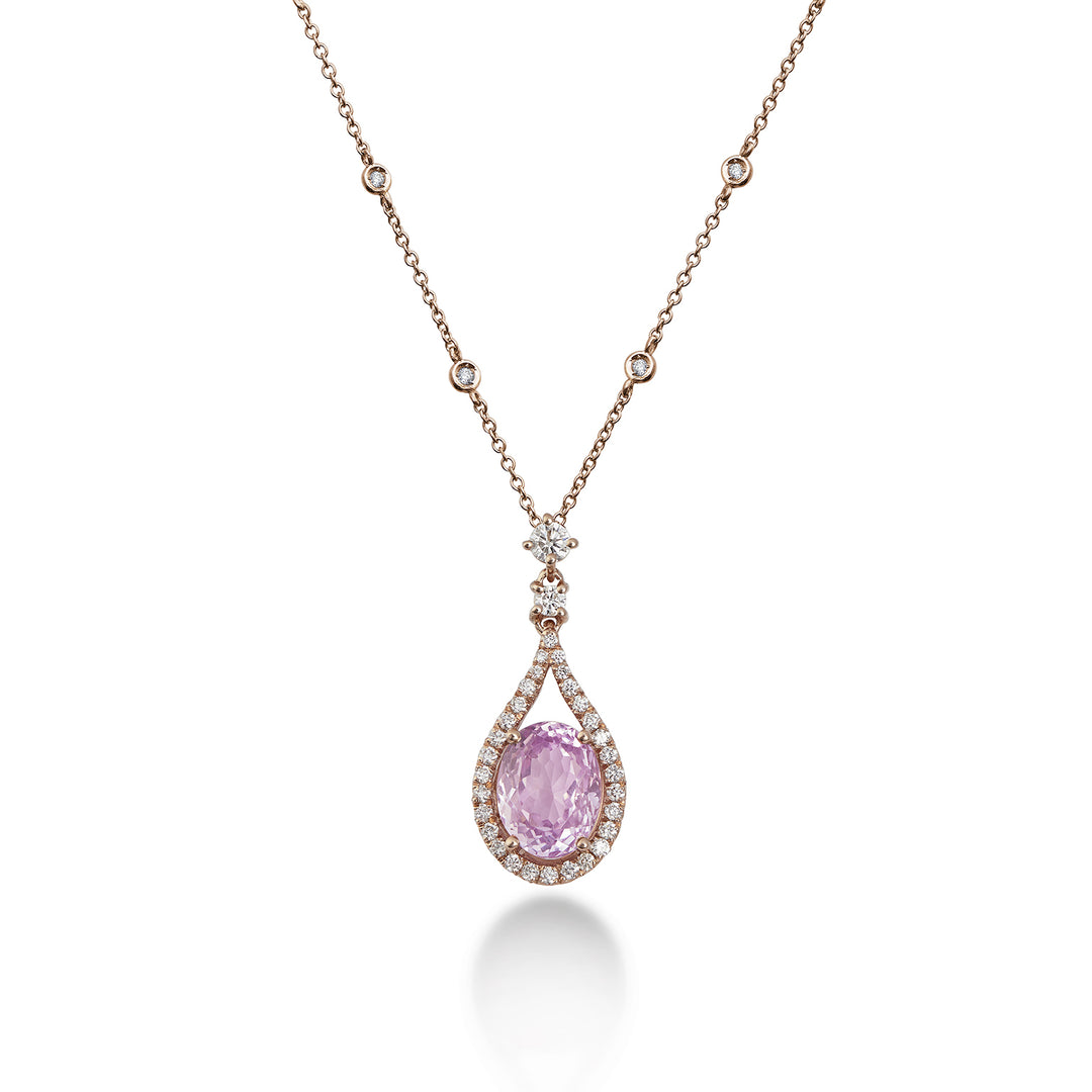 World Diamond Group oválný kunzitový náhrdelník s přívěskem 9x7 a průměr PCLC138DKZ79-22243110055