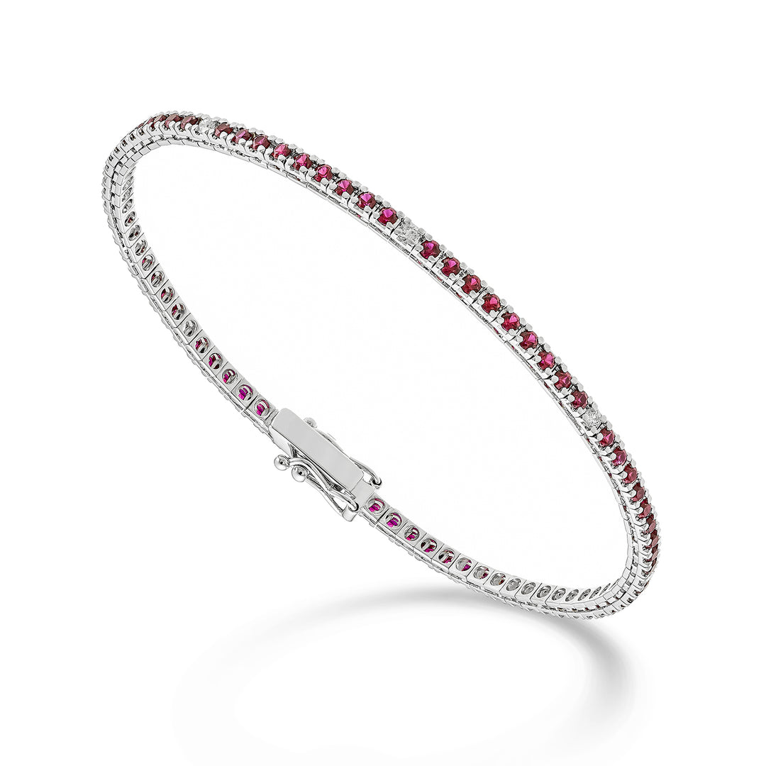Nihama br tennis 18k rubiner ct.2.00 diamanter ct.0.18 cm.17.5-80 inställningar NBTQ220RBRDIO4