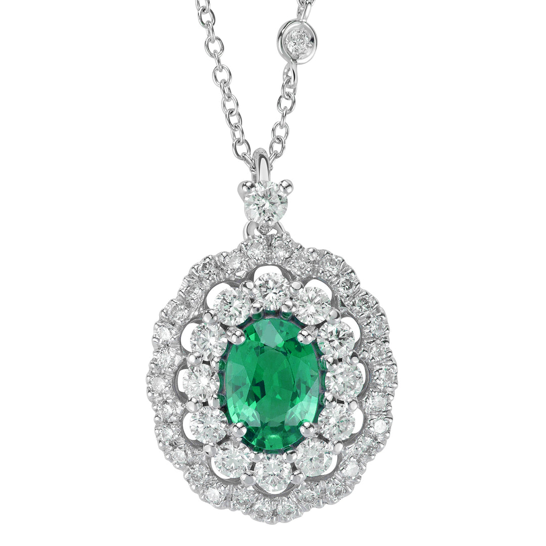 Golay oválný smaragdový náhrdelník 7x5 double cont. diamanty PCLC050DISM-22131110056