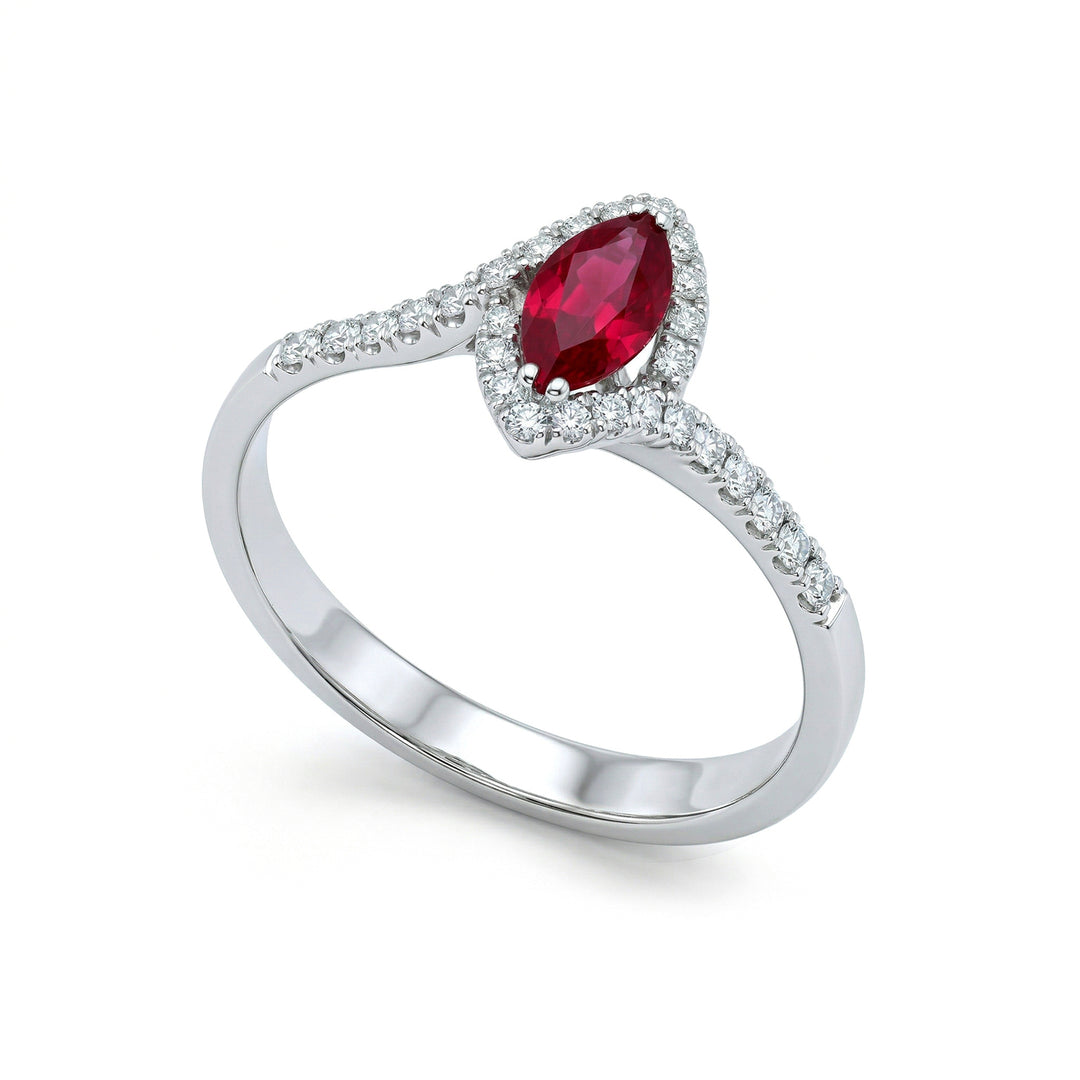Golay anello rubino marquise 8x4 con diamanti a contorno ACLC030WDIRU-22210110006