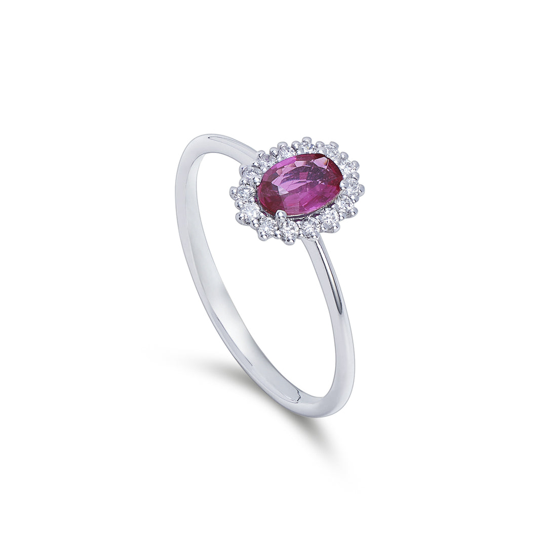 Nihama 9k oválný rubín 6x4 ct.0,40 pr. 0,13 ct NA5141R4RBC