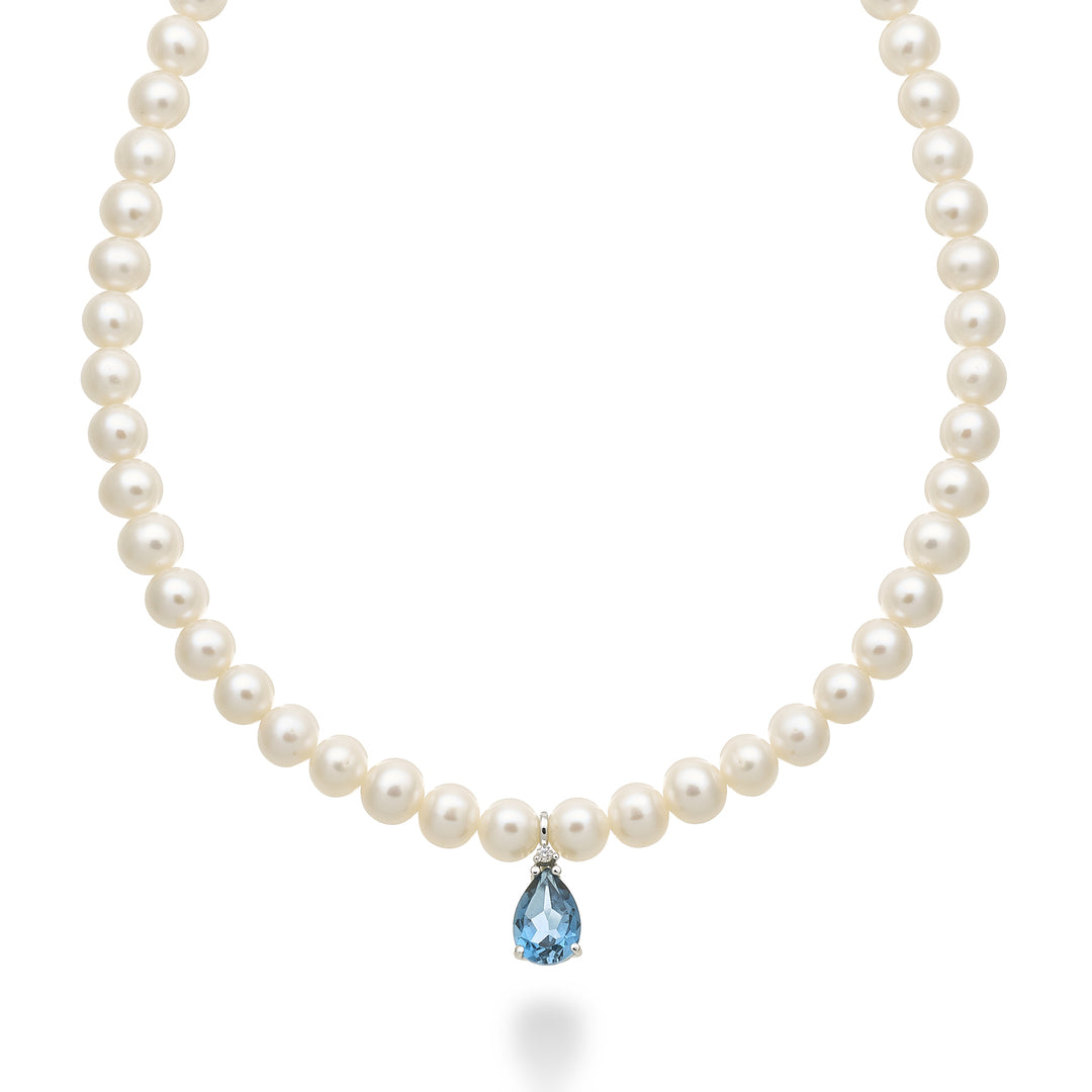 Nihama cl 18k fw 6/6,5 london blue topaz drop 10x7 ct.2,30 pr. 0,02ct pružinový kroužek NC1577O4TPBL60