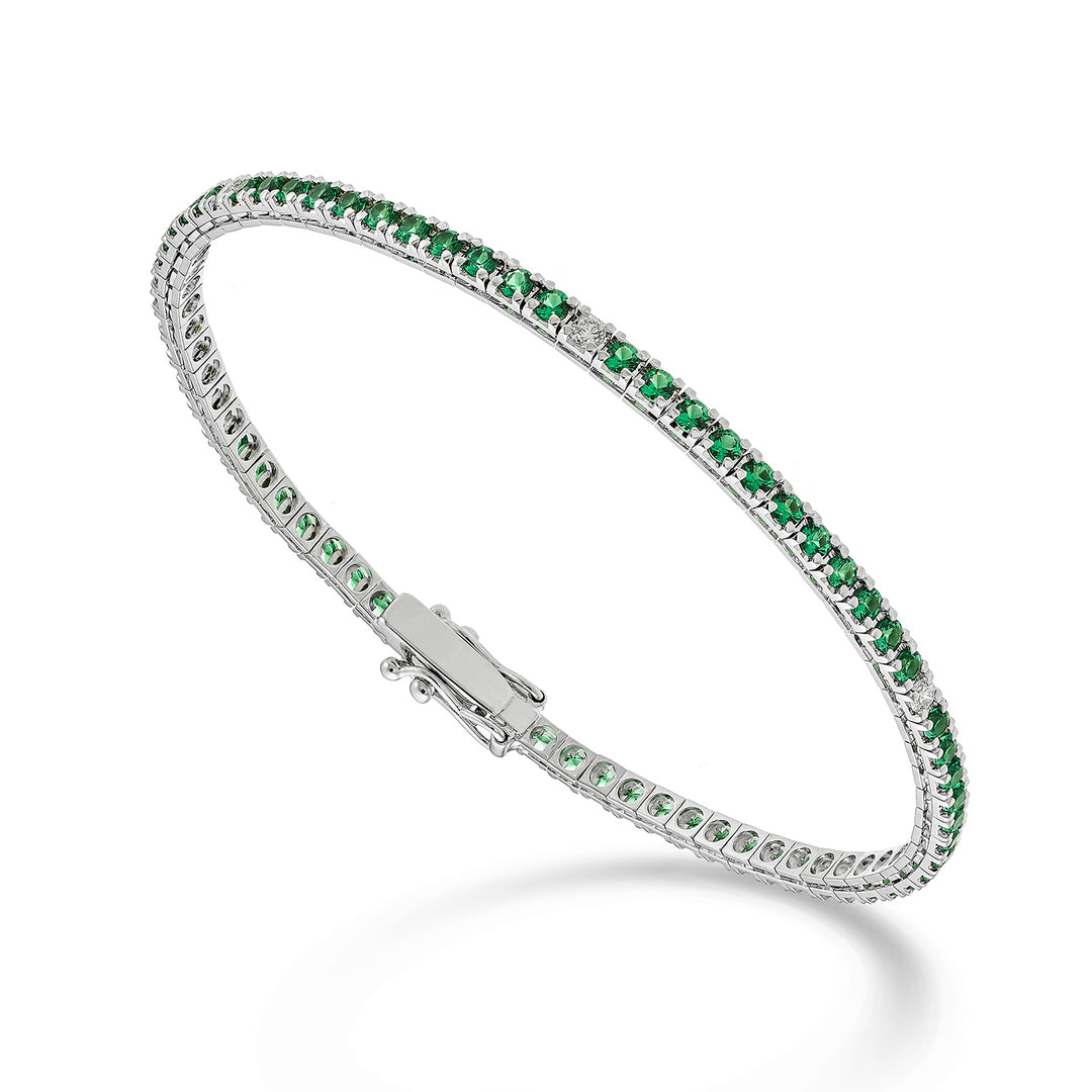 Mikiko br tennis 18k smaragdit 2,30 ct timantit 0,22 ct 17,5 cm - 71 asetusta MBTQ250SMRDIO4