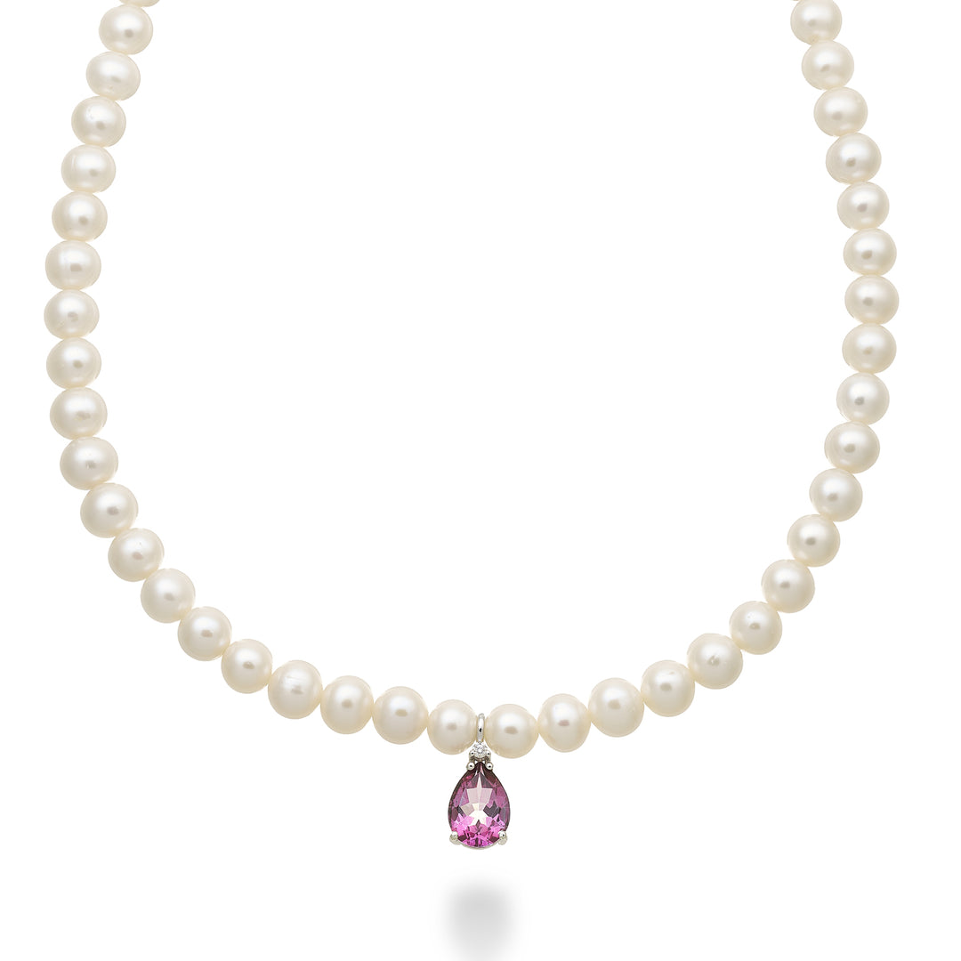 Mikiko cl 18k fw 6/6,5 rosa topasdråpe 10x7 ct.2.10 diam. 0,02 ct fjærring MC1577O4TPPK60