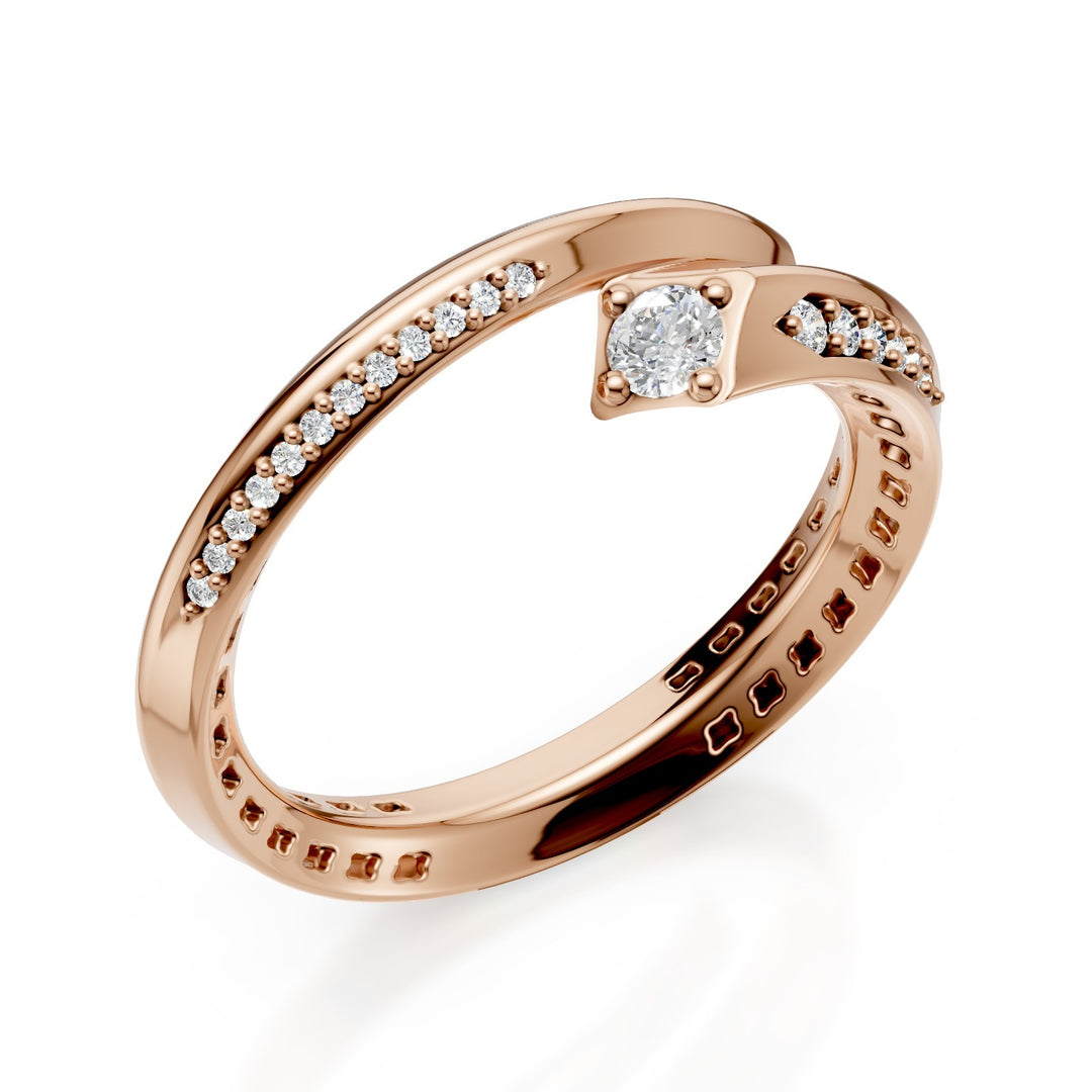 Anel espiral central em ouro rosa Golay 0,09 ct AF050RDI-25065110050