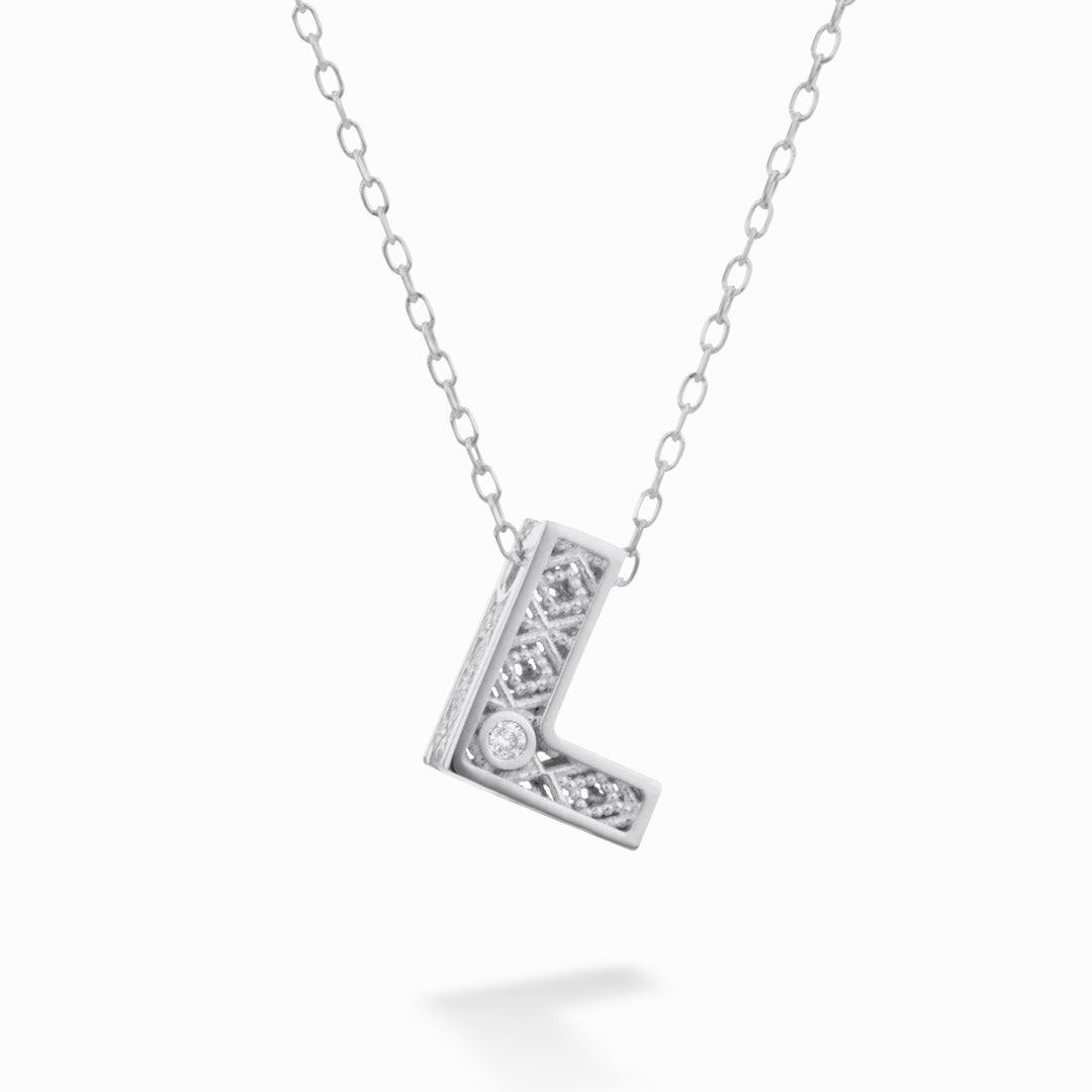니하마 cl 18k 레터 l 화이트 골드 직경. ct.0,01 NDLETLO4
