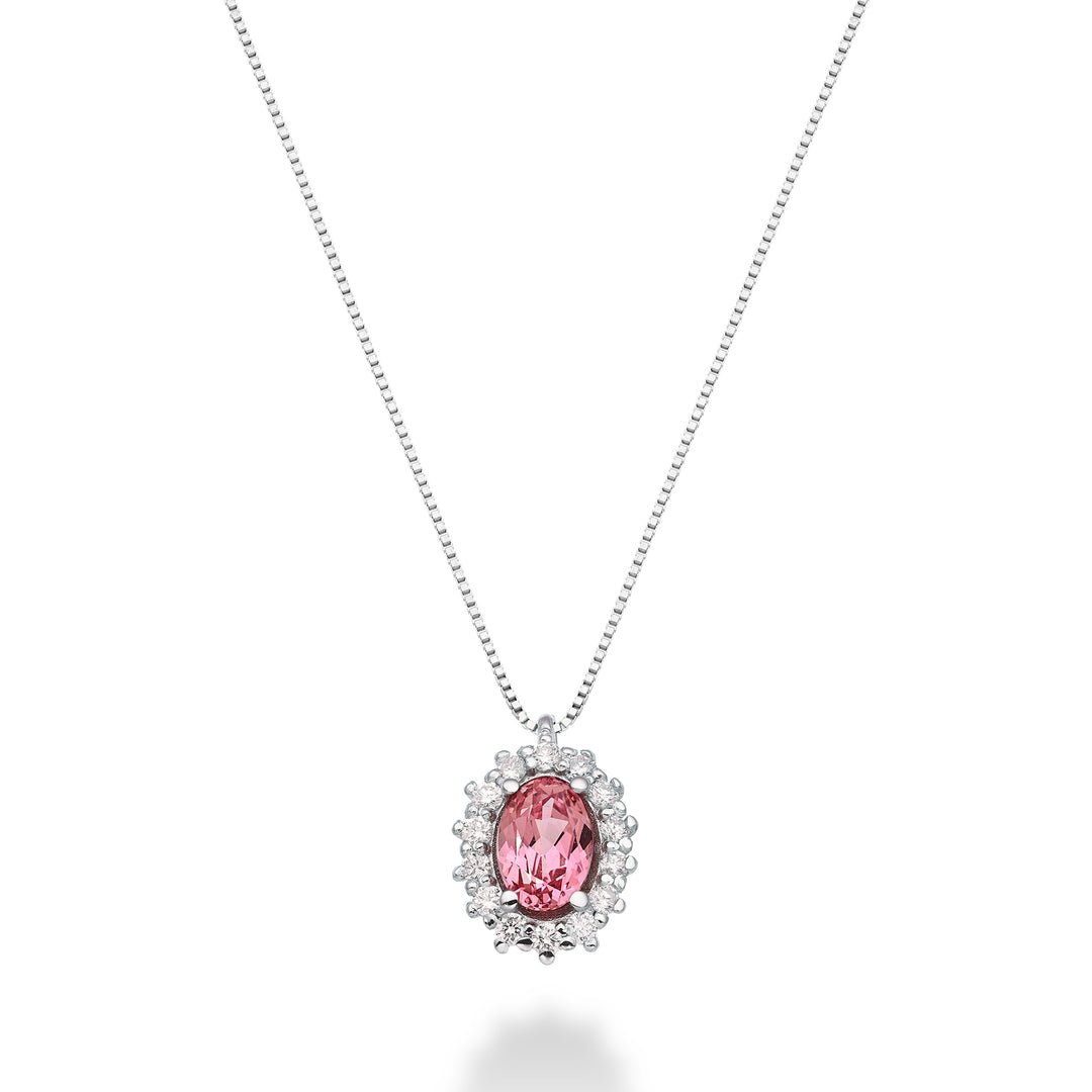 Nihama cl 18k οβάλ ροζ ζαφείρι 6x4 ct.0,60 διάμ. 0,13 ct ND5086O4ZFRP