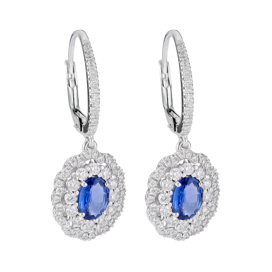 Golay ovale safir øredobber 7x5 doble forts. diamanter OCL050DIZB-21123110032