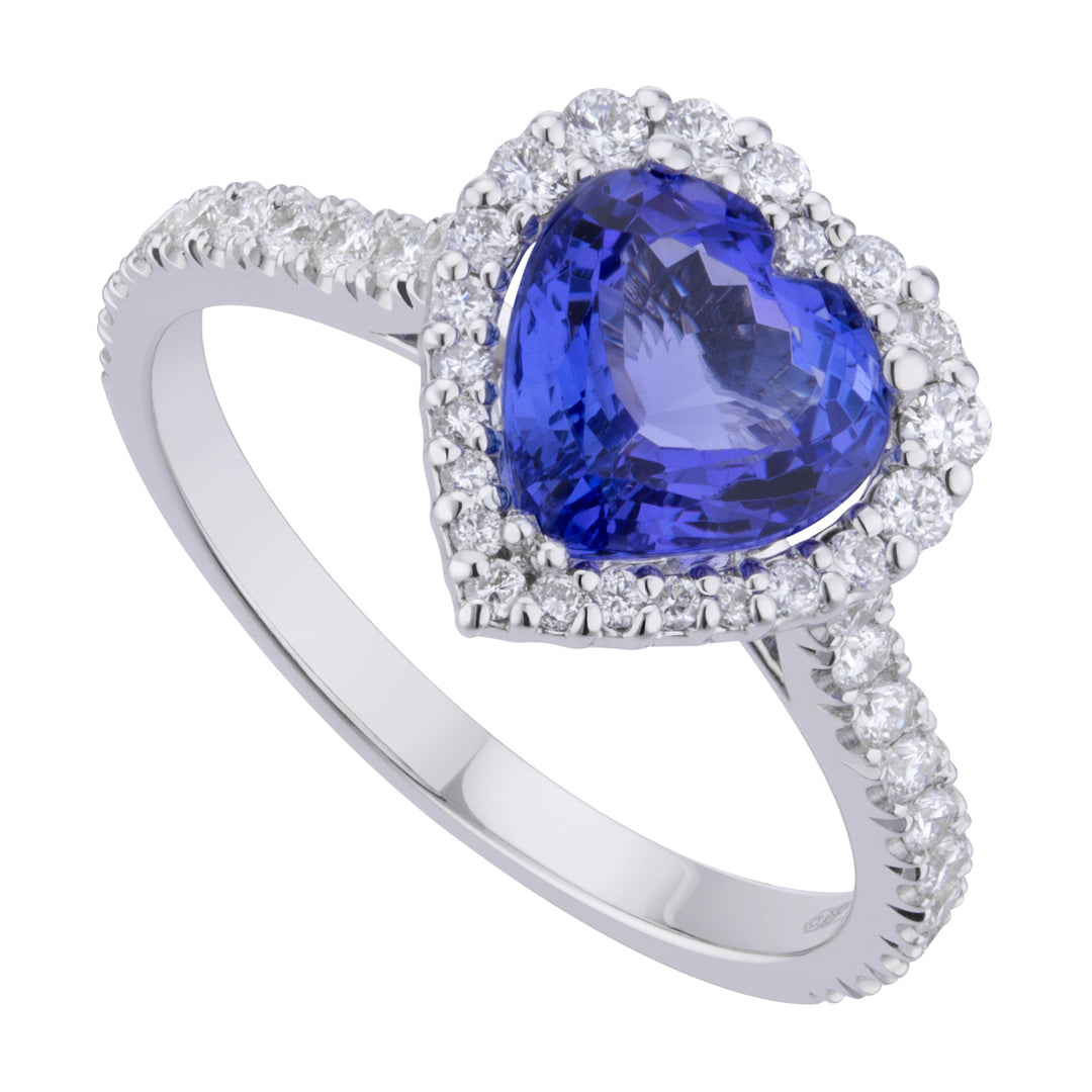 Golay hjärta tanzanite ring storlek. 8x8 och diamanter ACLC060DITZ2-25071110076