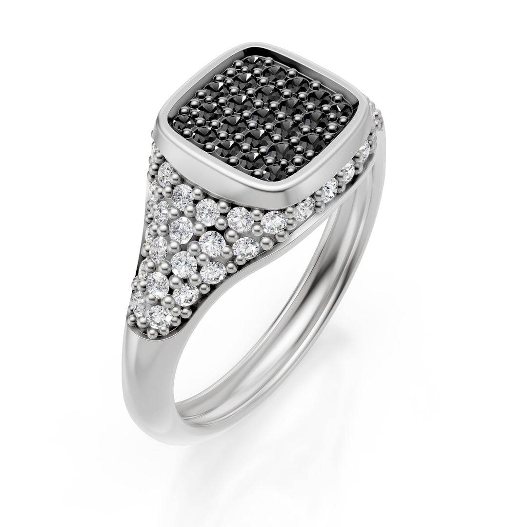Bague rose carrée World Diamond Group taille 10 pavé d.bk + d.bian ob ACH003DIBKPB-24296110044