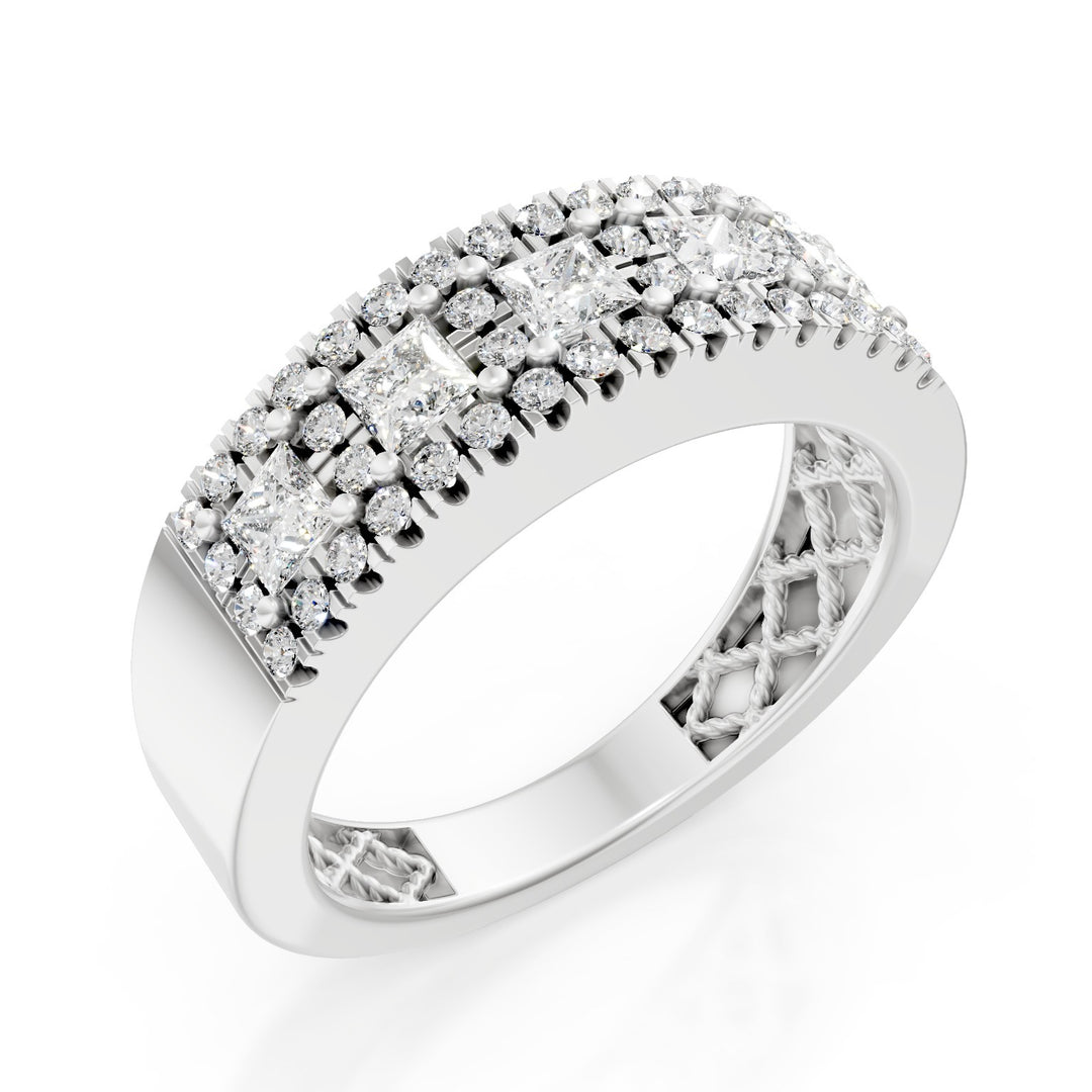 Golay bandring met 5 prinsesdiamanten en contour AFS460D-24179110002