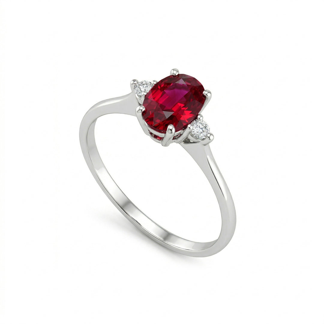 Golay ring med oval rubin 1,25 ct størrelse 7x5 og diamanter ACL092DIRU2-19036110158
