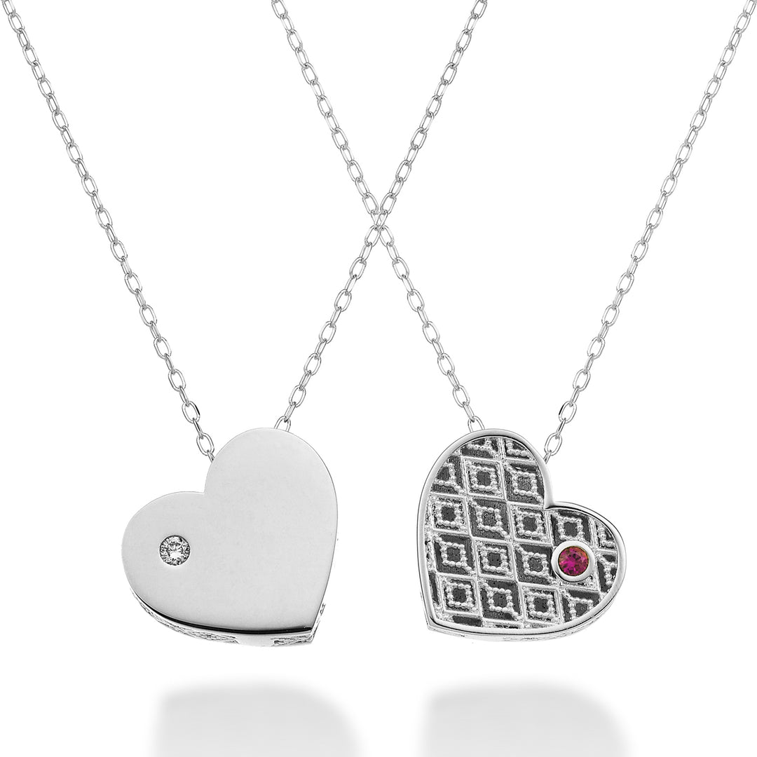 Nihama cl 18k coeur moyen une face or blanc poli diam. Rubis 0,01 ct 0,01 ct NDHEARTMLO4