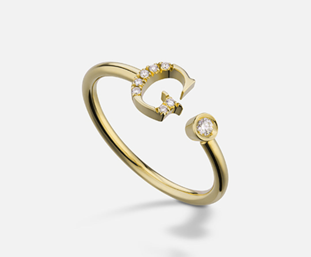 Golay una letra g grande de oro amarillo de 9k diam. ct.0.07 GAFGD2R1