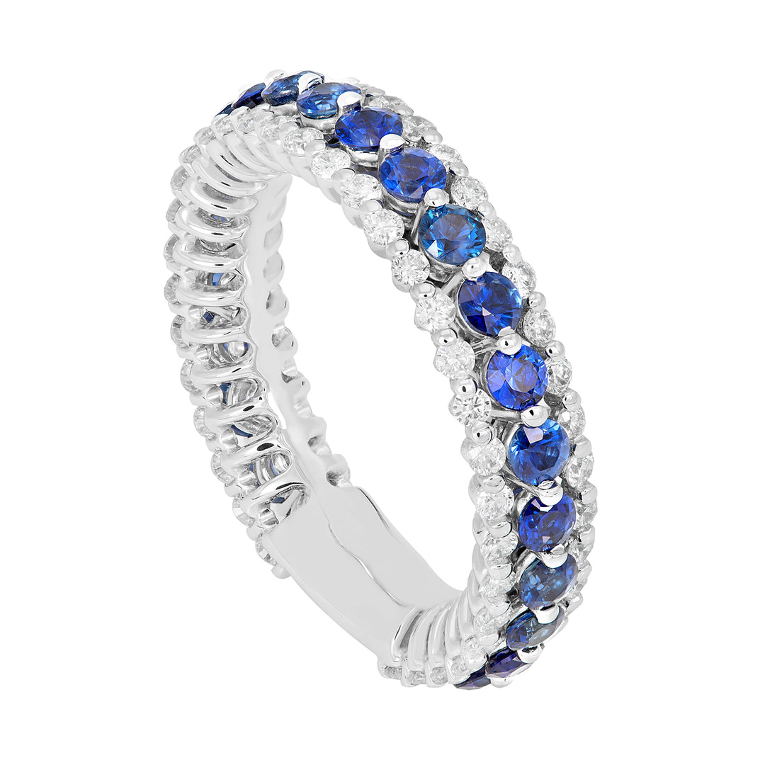 Golay víceřadý prsten 3 řady diamanty a safíry ABE1034-0523Z-11334110008