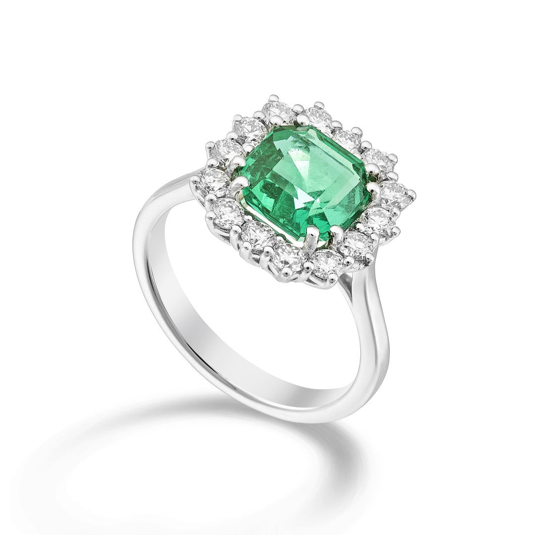Bague Golay oct émeraude 8x8 avec contour 14 diamants ACLC771DSM88-25323110232