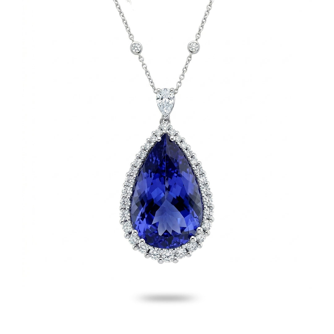 Golay tanzanitový náhrdelník kapka 13,61ct s konturou PCL098DITZ1-26083110157