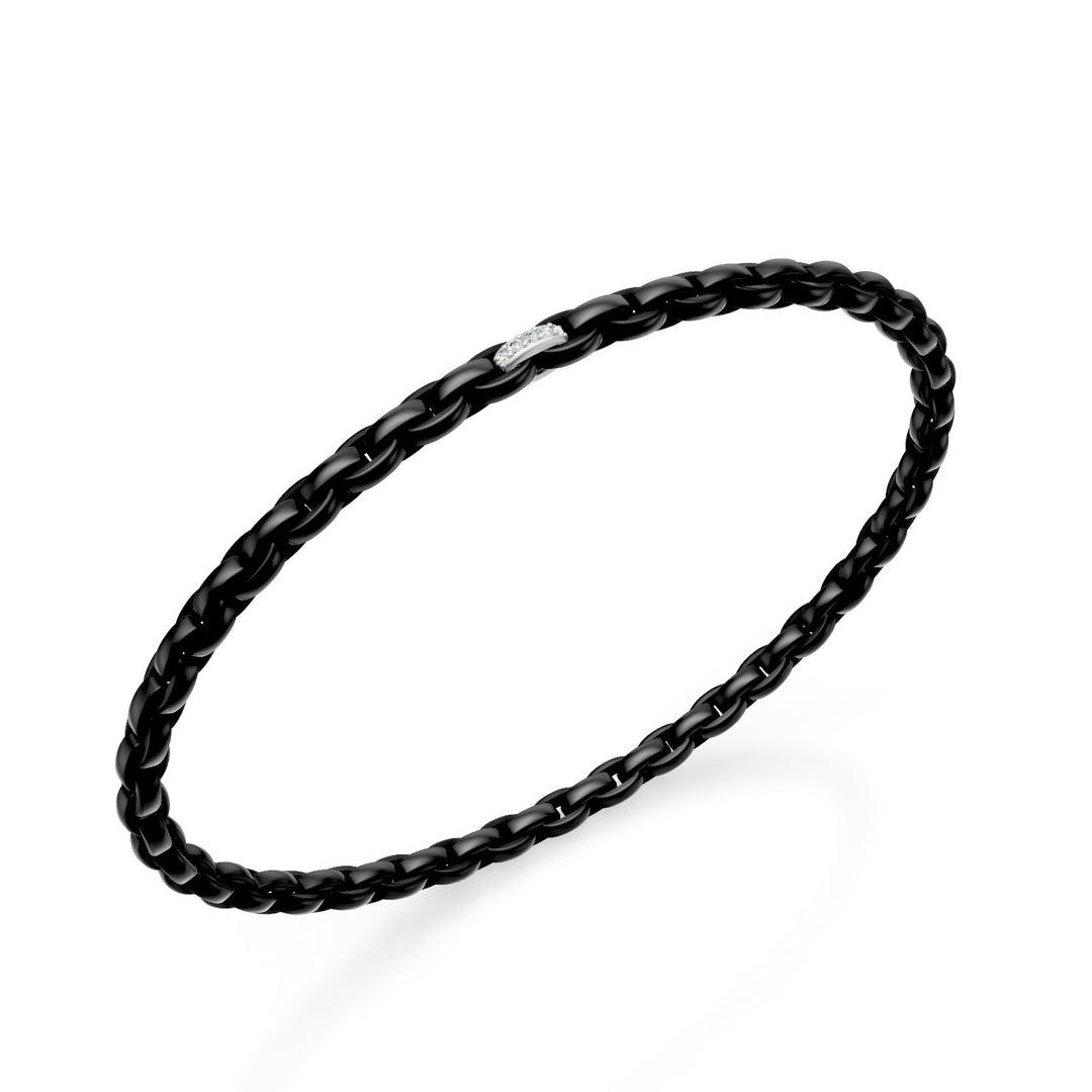 Pulseira Golay em titânio preto, com inserção em pavê de platina, elo oval, 19 cm GBR034E1PTDINE-190