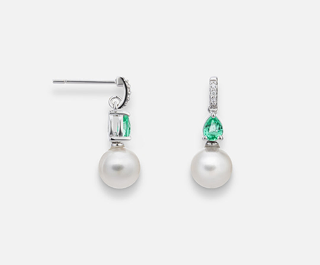 Nihama eller 18k fw 6.5/7 emerald drop4x3 ct.0.28 dia ct.0.02 NO1524O4FABI065