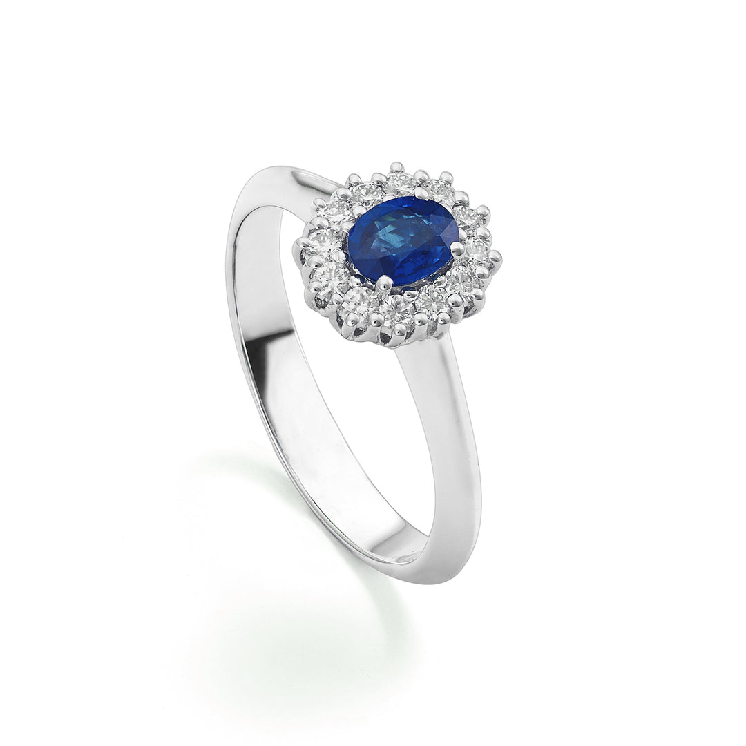 Bague Golay avec saphir ovale 7x5 et diamants contour ACL121DIZB57-22110110076