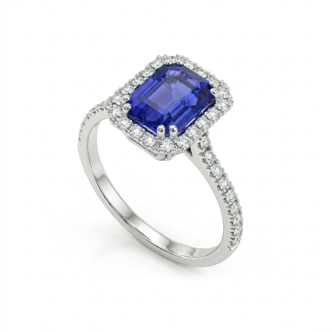 Golay anello tanzanite ottagonale 8x6 e diamanti ACLC072DITZ4-24072110229