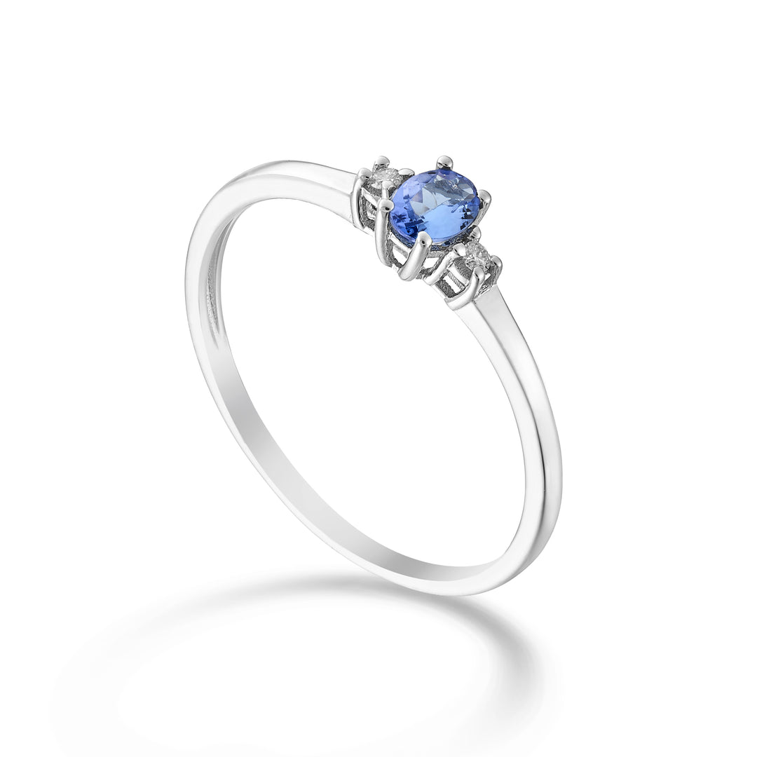 Mikiko ja 9k tansaniitti n. soikea 4x3 ct.0,14 halk. 0,02 ct MA5190R4TZN