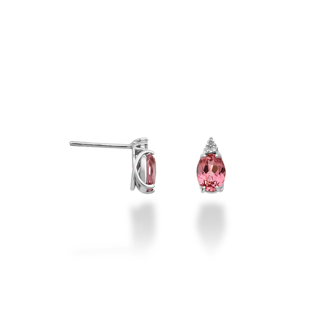 Mikiko ή 18k οβάλ ροζ ζαφείρι 7x5 και τρία διαμάντια MO5172O4ZFRP