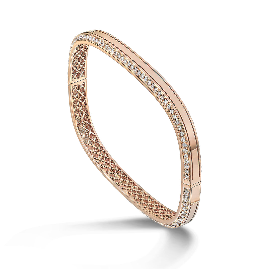 Golay lys kube armbånd i rosa gull og diamanter 6,00 mm BCUB002DI-23111110019