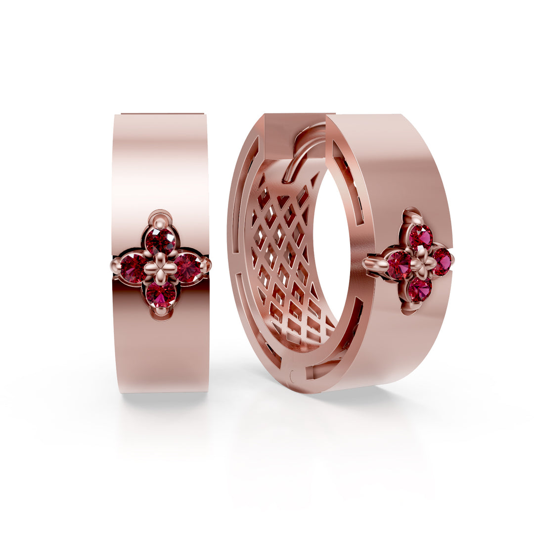 Kleine rosa Satin-Rubin-Kreisohrringe von Golay OFFI04RUSR16