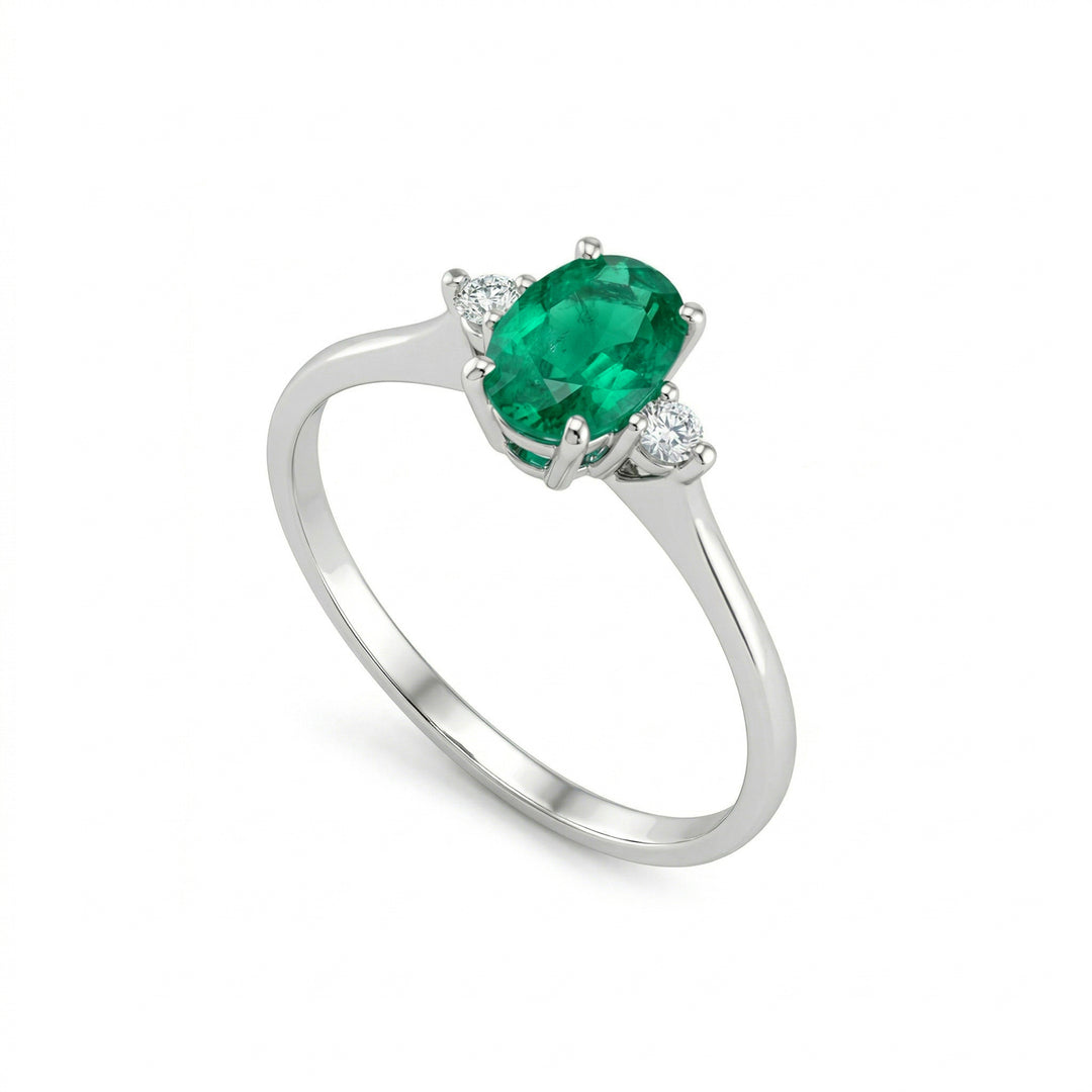 Bague Golay avec émeraude ovale ct.0,45 taille 6x4 et diam ACL092DISM1-25293110069