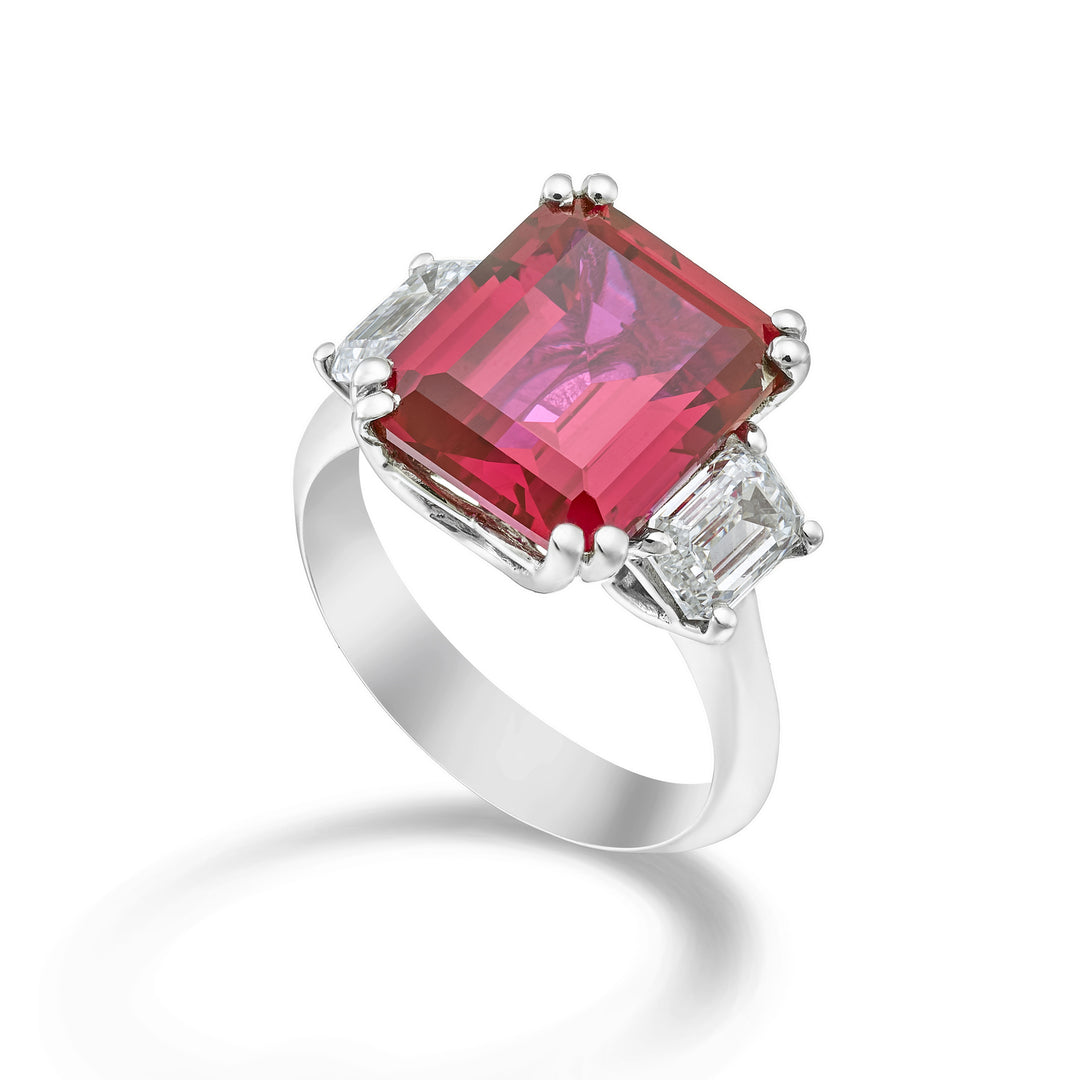 X-Diamond-Ring xd 750 Gold mit LGD-Smaragd und nachgebildetem Rubin
