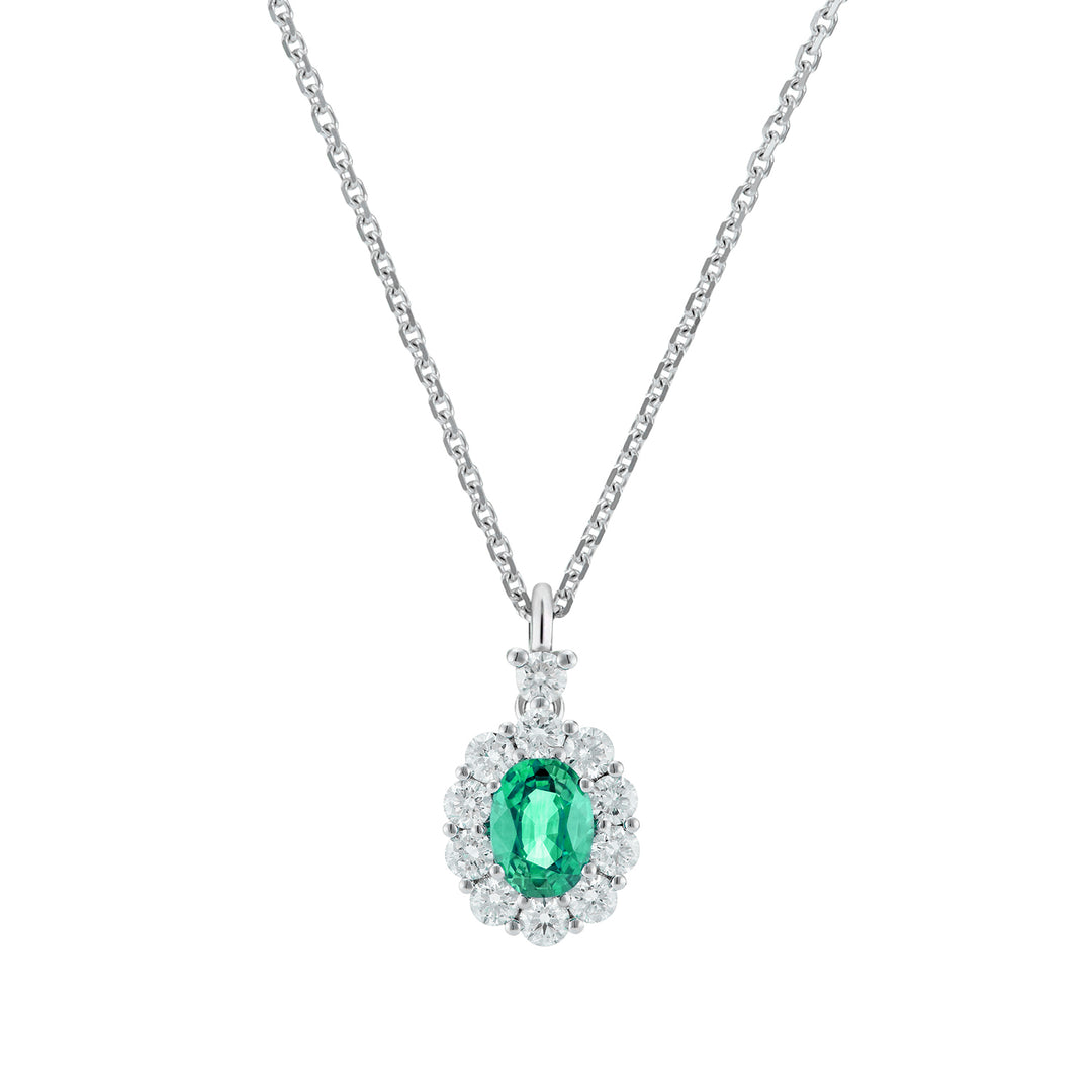 Golay 5x4 owalny szmaragdowy naszyjnik i zarys diamentu PCL041DISM1-26111110403