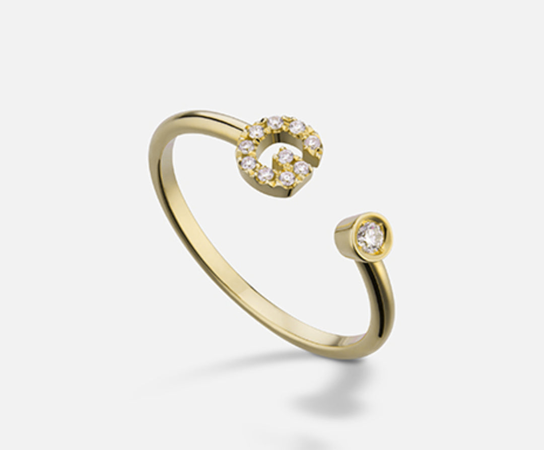 Golay en 9k bogstav g lille gul guld diam. ct.0.08 GAFGD1R1