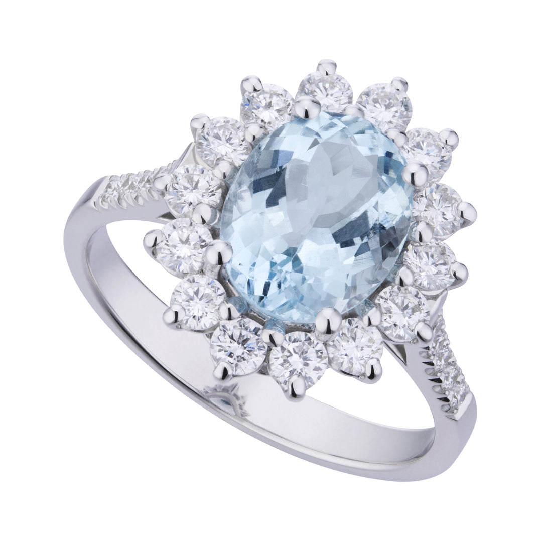 Bague aigue-marine ovale World Diamond Group 8x6 et contour diamant ACLC056DIAQ2-22040110048