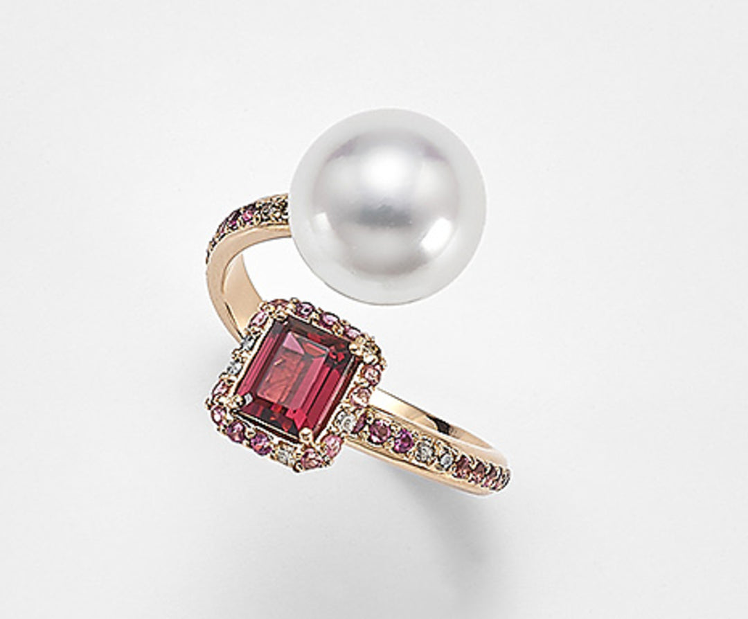 Mikiko um 18k sspw 10/11 ct.0,16 diam marrom, turmalina rosa e rodolita MA0772O3SABI100