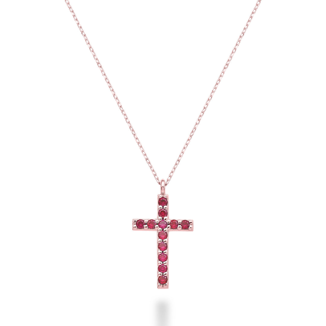 Nihama cl 18k Kreuz Größe 4 Roségold mit Rubinen 0,25 ct NDCRO4O3RBR