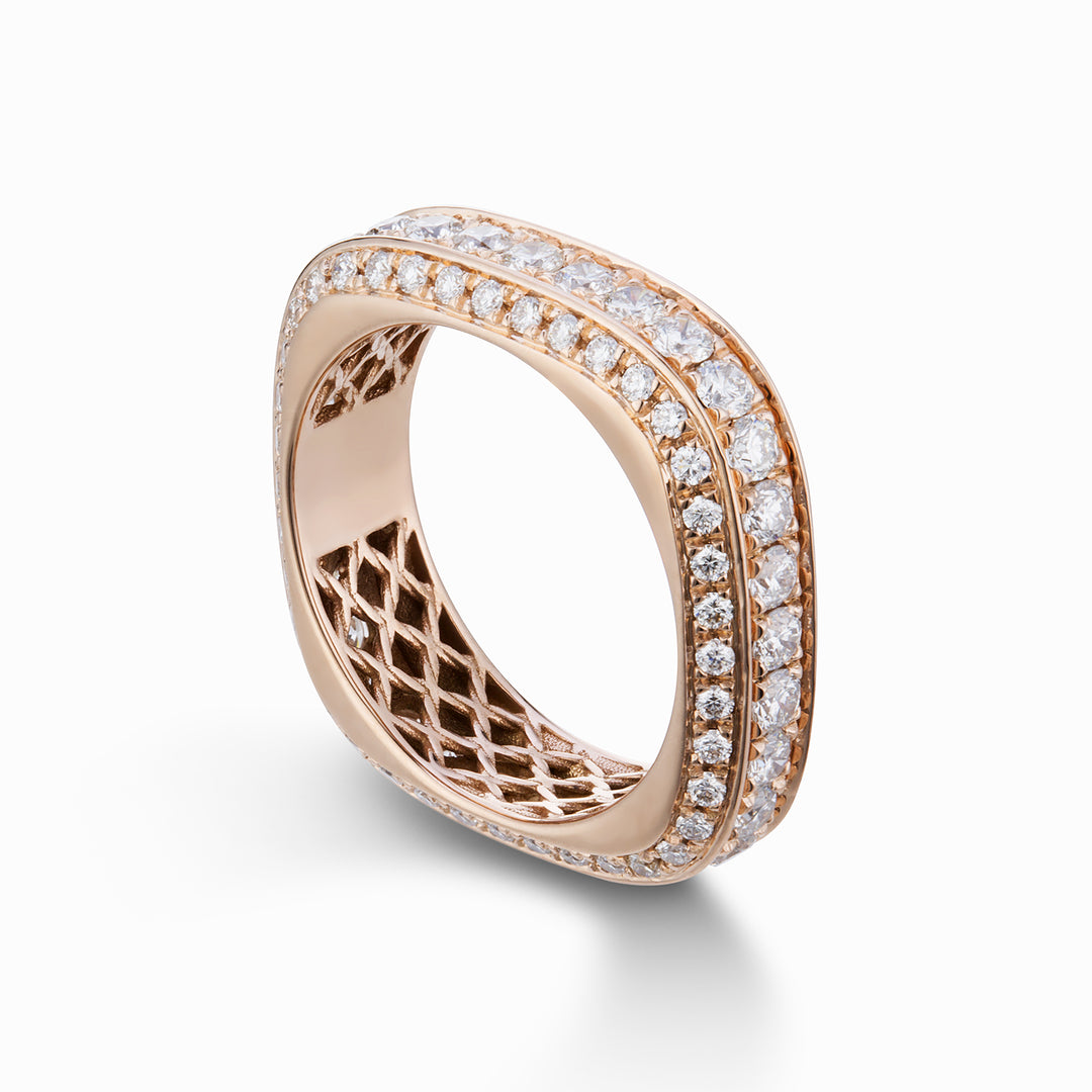 Bague gyrodito cube lumineux Golay avec diamants ACUBET004DI1-23251110006