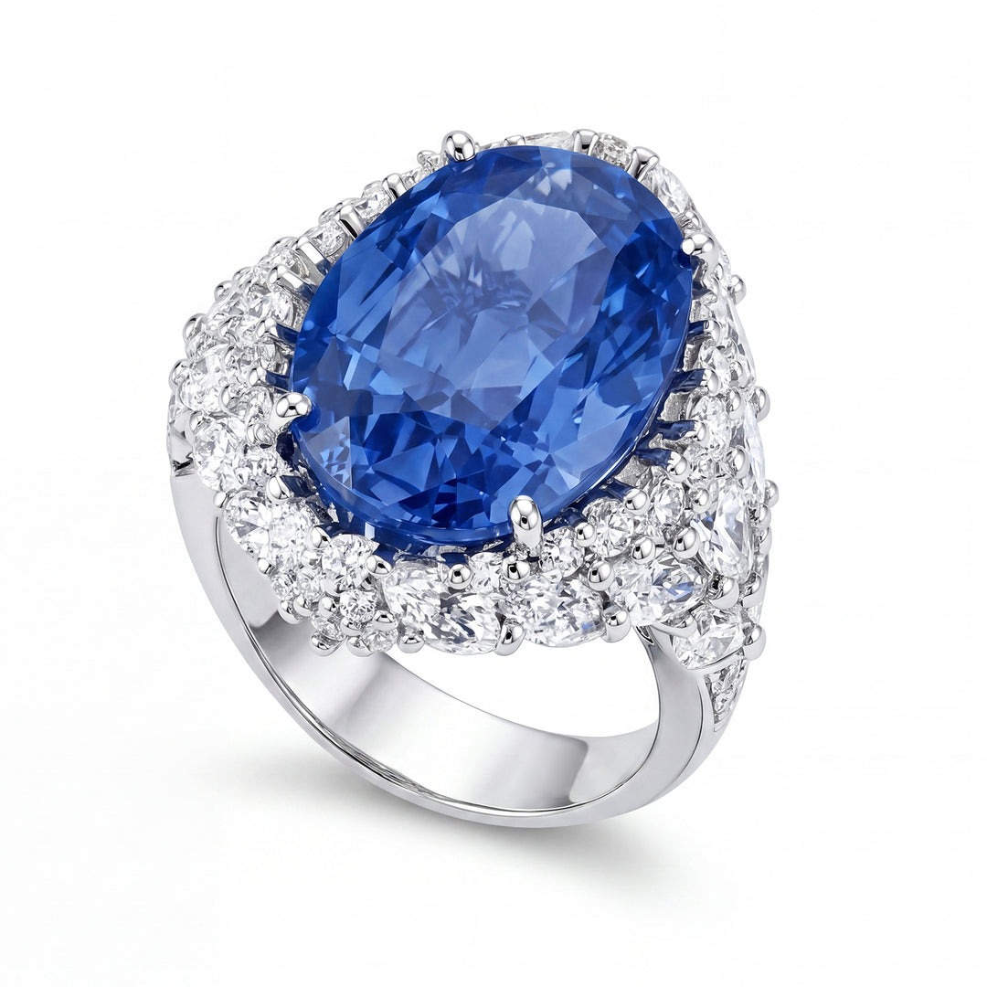 Anillo de zafiro World Diamond Group de 14,00 ct con gotas APU163DIZB-17144110054