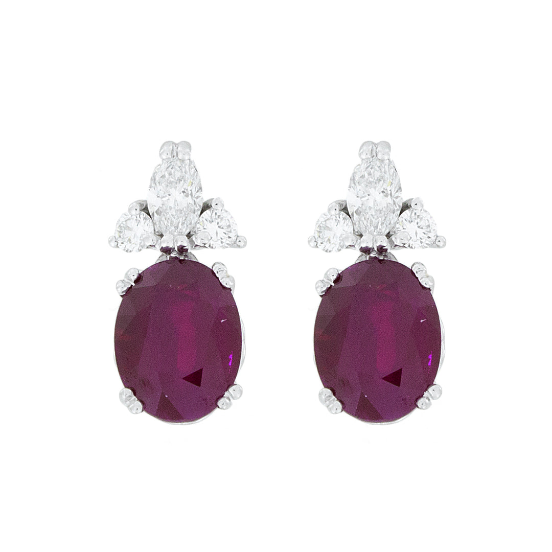 Brincos ovais Golay de diamante e rubi OFD802RU-15308110013